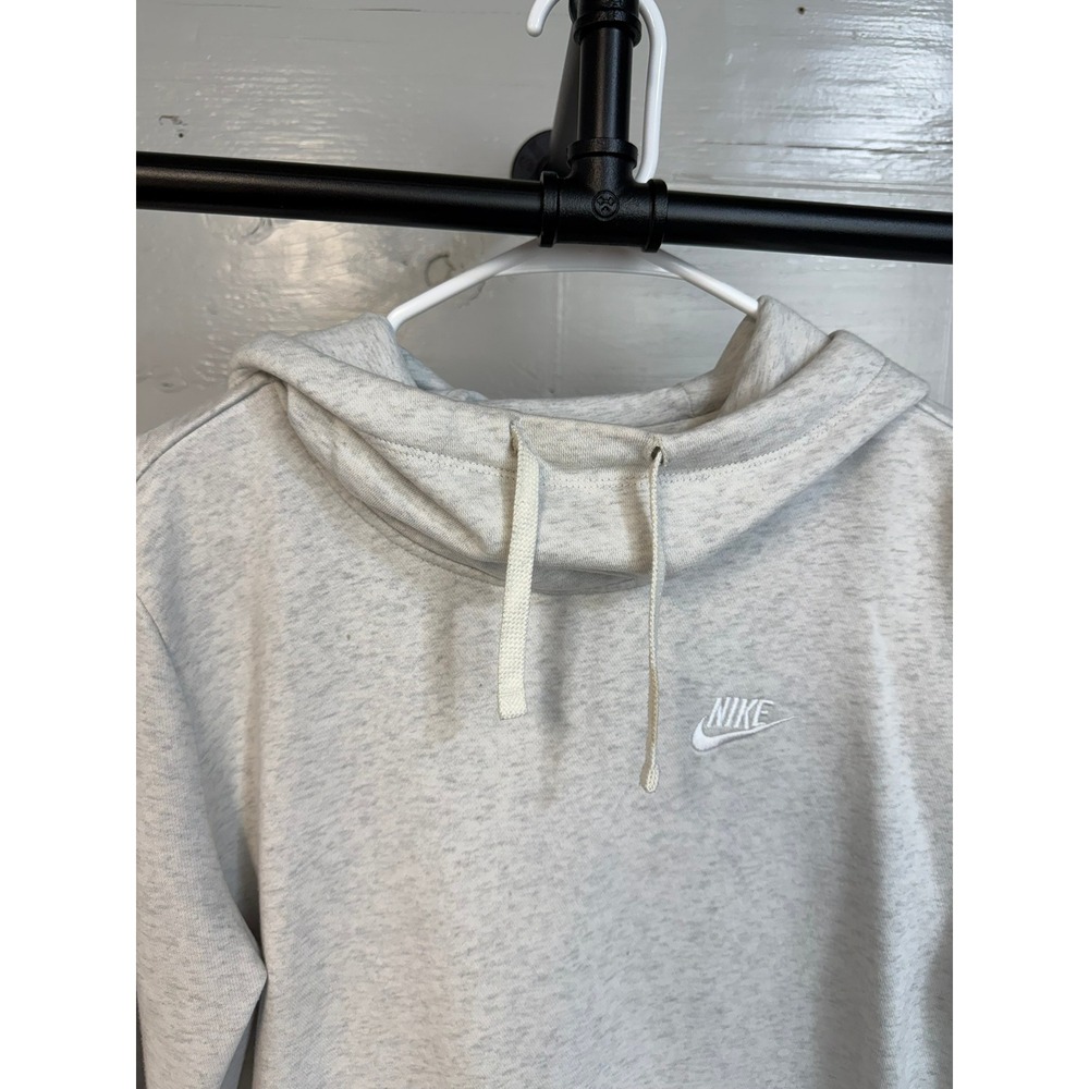 Nike Womens Sportswear Essential Funnel Neck Hoodie Oatmeal Heather Grey Medium